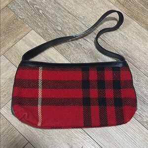 Burberry Wool Check Pattern Shoulder Bag Bed/Black